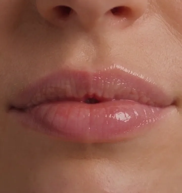 Labios naturales e hidratados en primer plano